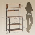 thumbnail image 2 of Rustic Brown Baker's Rack with Power Outlet & USB - Kitchen Microwave Shelf, 60.2" Tall Storage Unit for Living Room & Dining Area, 2 of 7