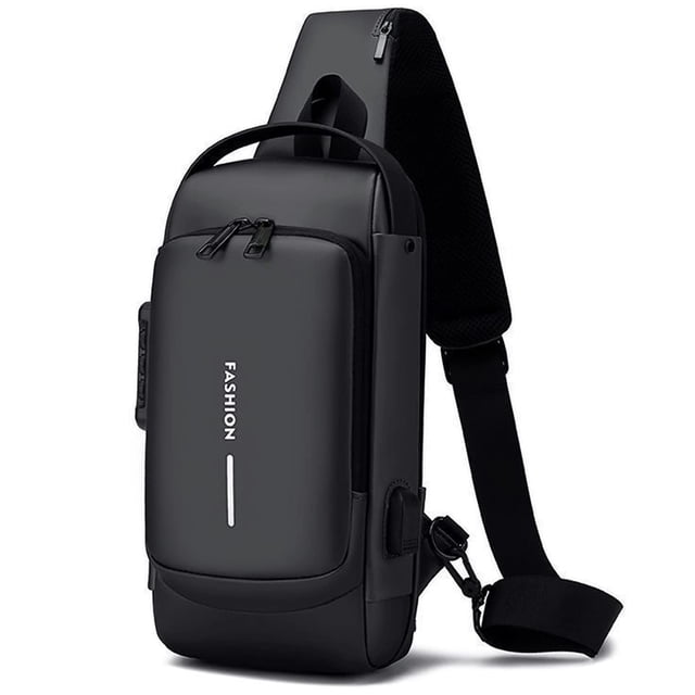 Mochila bandolera HOXSURY USB antirrobo impermeable negra