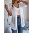 thumbnail image 2 of Summer Cardigan Women'S Short Sleeve V Neck Crochet Loose Front Open Hollow Cover Up White S, 2 of 5