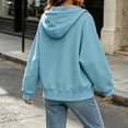 thumbnail image 6 of Qiopertar Hoodies for Women Zip Up Fleece Hoodie Long Sleeve Casual Oversized Sweatshirt Solid Color Drawstring Kangaroo Pocket Fall Winter Spring Tops Sky Blue XXL, 6 of 7