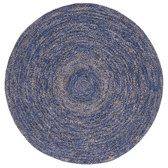 SAFAVIEH Natural Fiber Geordie Solid Area Rug, Blue/Natural, 6' x 6' Round