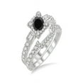 thumbnail image 2 of 1.50 Carat Flower Design Black and White Diamond Halo Bridal Set in 14k Rose Gold affordable sapphire diamond engagement ring, 2 of 2