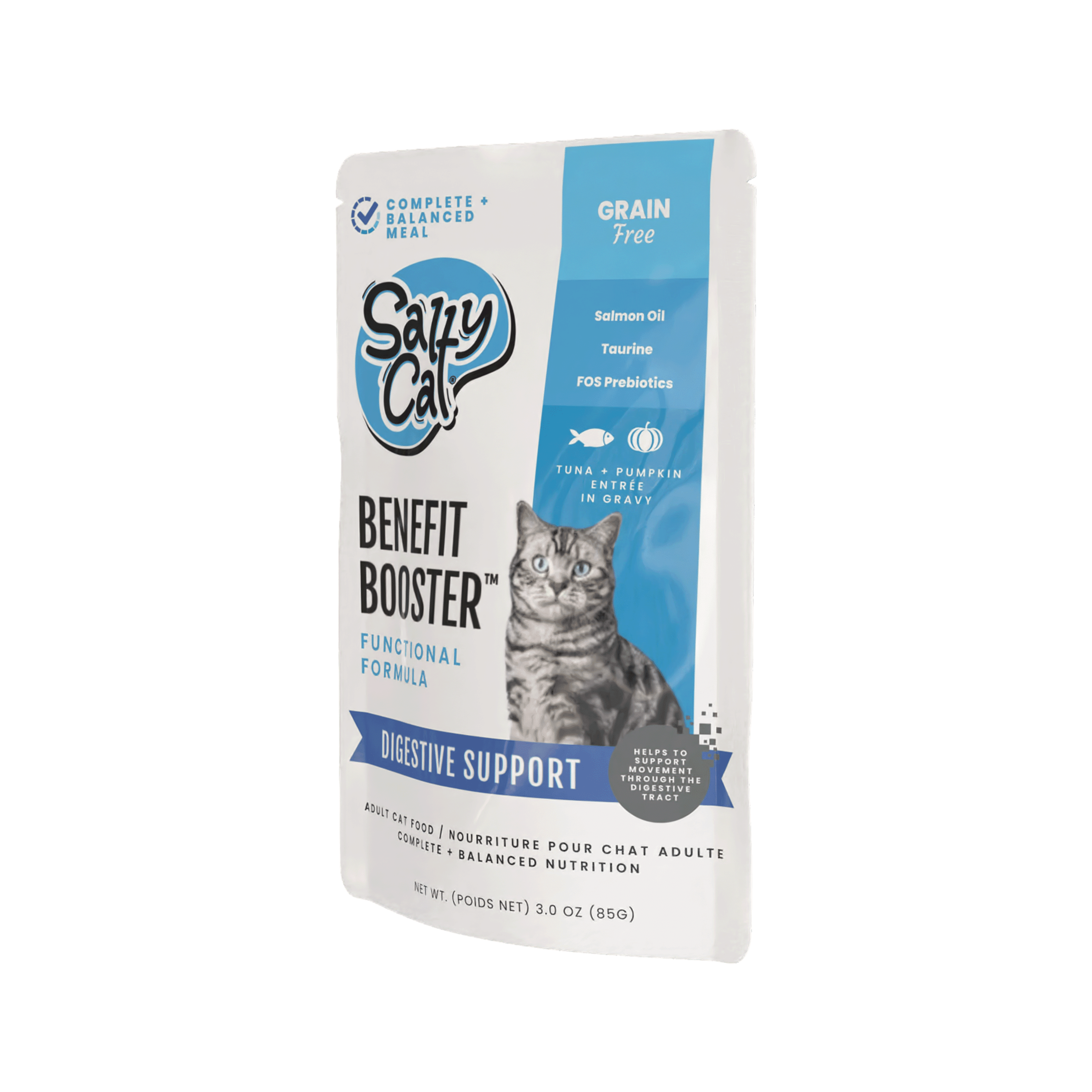 (6 pack) Salty Cat Benefit Booster Digestive Support Tuna & Pumpkin Entrée in Gravy Wet Cat Food, 3 oz. Pouch