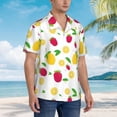 thumbnail image 5 of Balery Strawberry and Lemon Print Men's Hawaiian Shirts Short Sleeve Beach Shirt Relaxed Fit Vacation Button Down Shirts-Medium, 5 of 9