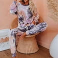 thumbnail image 4 of Women’s Tie Dye Two Piece Pajamas Set Long Sleeve Pullover Sweatshirt with Long Pants Cozy Sleepwear Loungewear, 4 of 7