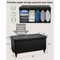 thumbnail image 2 of 30 Inches Storage Ottoman Bench with Wooden Legs, Faux Leather Folding Ottoman Foot Rest, Storage Bench for Living Room, Hallway & Bedroom, Upgrade Large Capacity (Engineered Wood, Black), 2 of 7