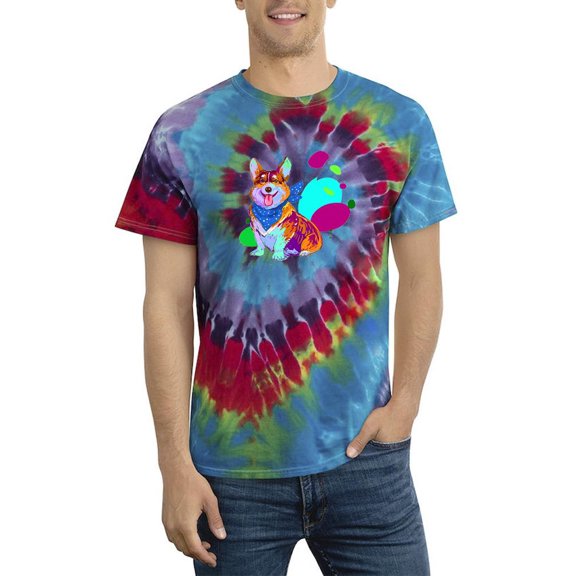 Colorful Corgi W Bandana Tie Dye Spiral Men -Image by Shutterstock, Male Medium