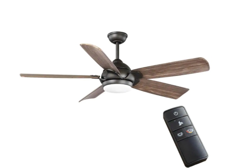 Home Decorators Camrose 60" LED Bronze Indoor Ceiling Fan w/Light & Remote