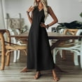 thumbnail image 5 of Tianiyouqing Women Linen Dresses Zip Up V Neck Elegant Office Tank Dresses Sleeveless Flowy Loose Vacation Sundresses Black S, 5 of 8