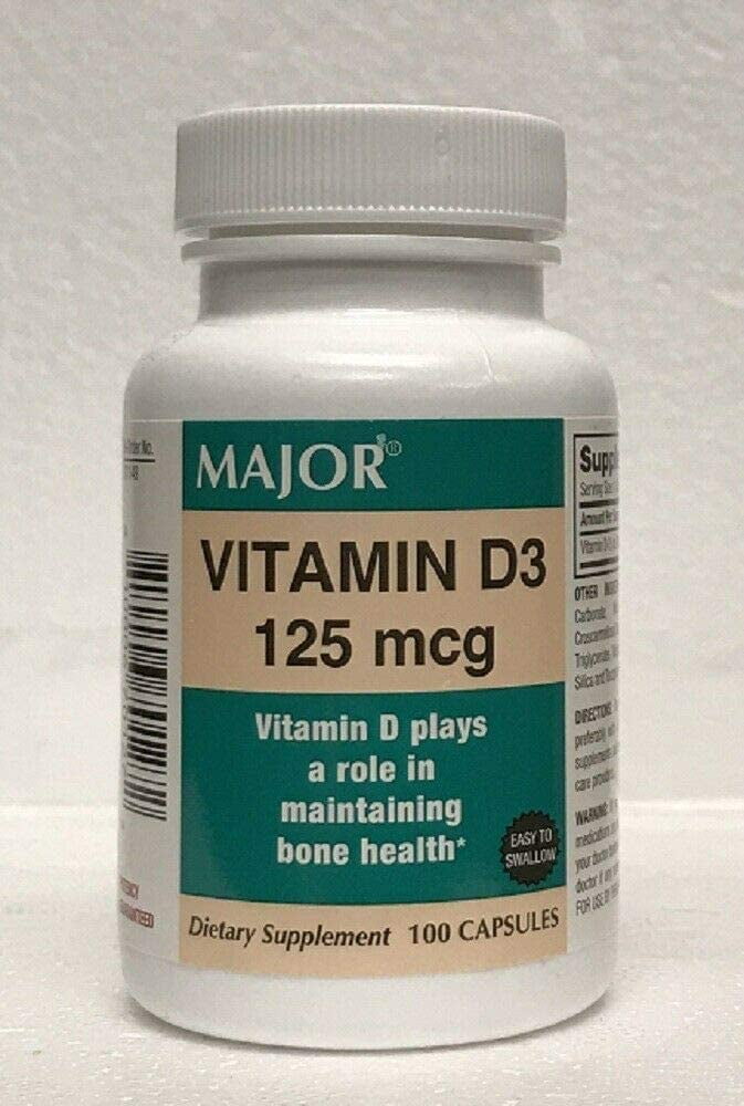 MAXIMUM STRENGTH VITAMIN D3 5000 IU 100 CAPSULES by Major