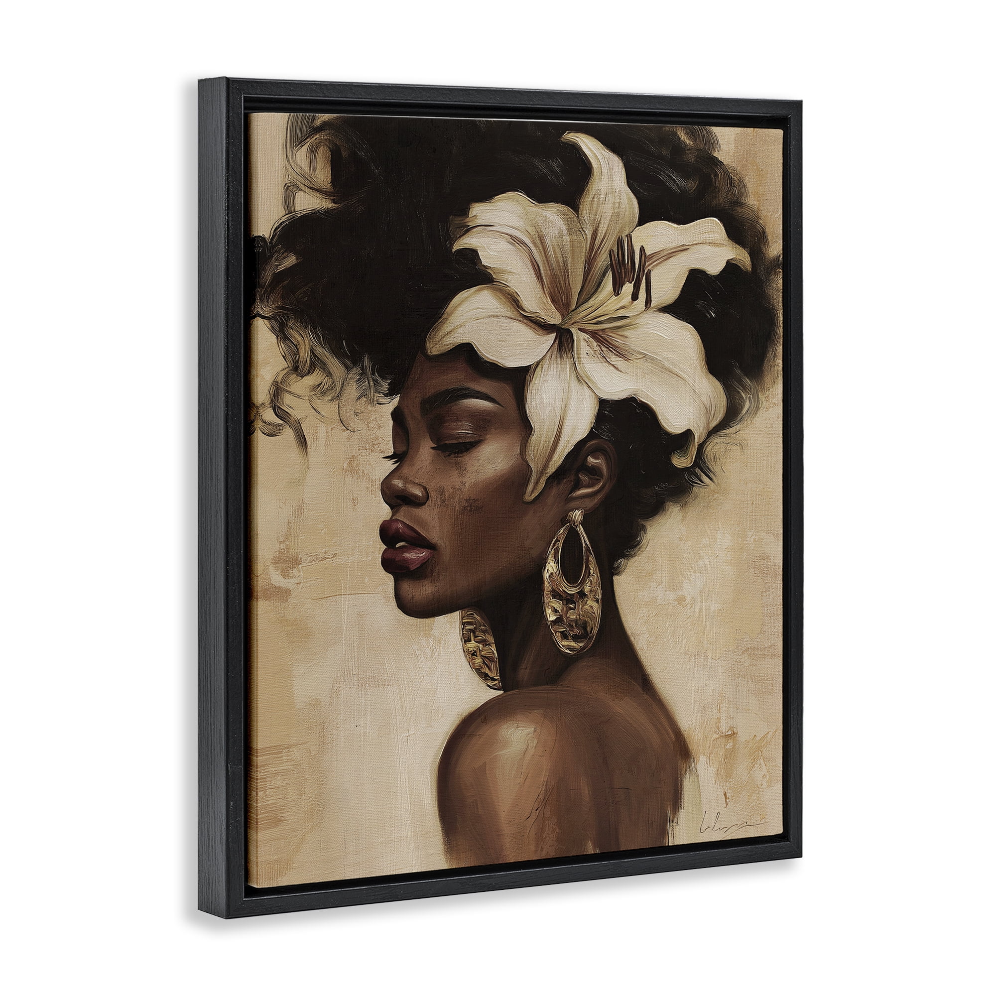 Stupell Industries Nocturne In Ivory Black Framed Floater Canvas Wall Art, design by Svetlana Aleynikova
