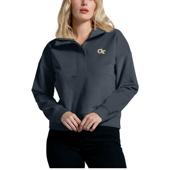 Women's League Collegiate Wear Navy Georgia Tech Yellow Jackets Stretch Cord Half-Zip Sweatshirt