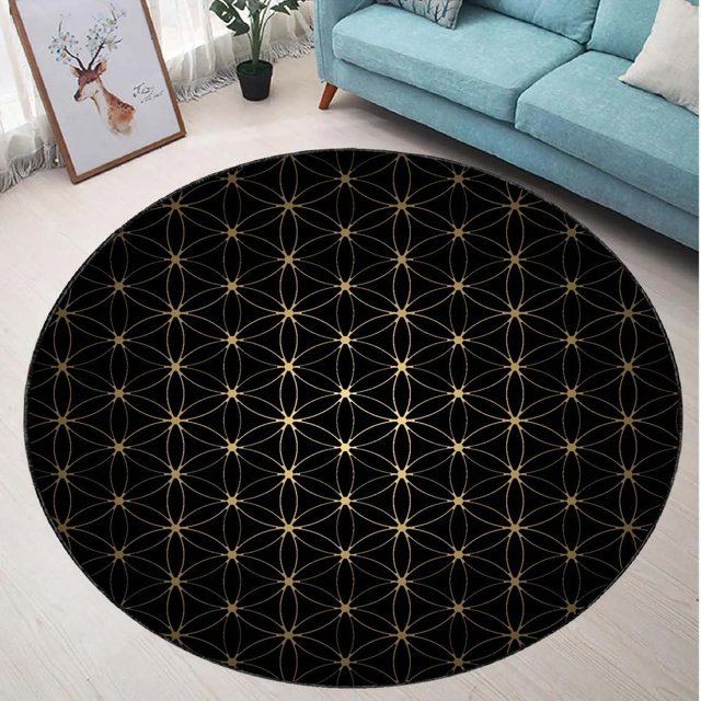 Flower of Life Round Rug, Sacred Geometry Rug, Flower of Life, Spiritual Rug, Floor Rug, Sacred Geometry Decor Rug, Floral Design (3.2 feet / 39 inc / 100 cm)