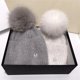 thumbnail image 2 of Gorro con pompones de piel de zorro Real para mujer, gorro cálido para exteriores, gorro grueso de punto de conejo, Navidad, novedad de invierno, 2 of 4