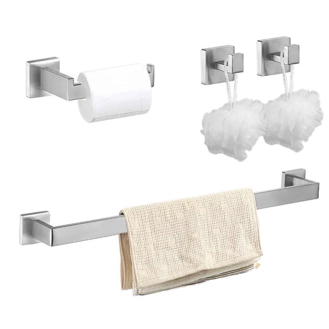 Juego de accesorios de baño de 4 piezas,Juego de accesorios de baño ,60cm(plateado)