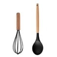 thumbnail image 1 of 2 utensilios de cocina de silicona con mango de madera, no tóxicos y antiadherentes, resistentes al calor y aptos para lavavajillas, 1 of 5