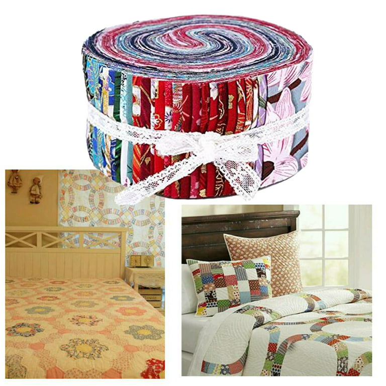 36 Pieces Fabric Strips Roll 2.5 Inch Jelly Fabric Bundles Fabric Quilting  Strips Roll Up Flower Precut Patchwork Strips for Sewing Favors - Burlap 