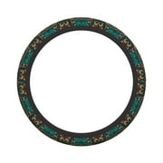 XMXY Car Steering Wheel Cover, Retro Artdeco Flower Non-Slip Jeep Truck Universal Elastic Steering Wheel Protector 15 inch