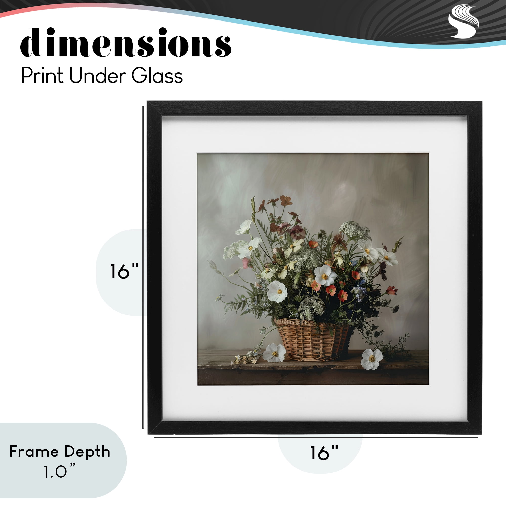 Stupell Industries Flowers In A Basket Arrangement Black Framed Print Under Glass, design by Lazar Studio