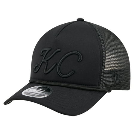 Men's New Era Black Kansas City Royals City Initial 9FORTY A-Frame M-Crown Adjustable Trucker Hat