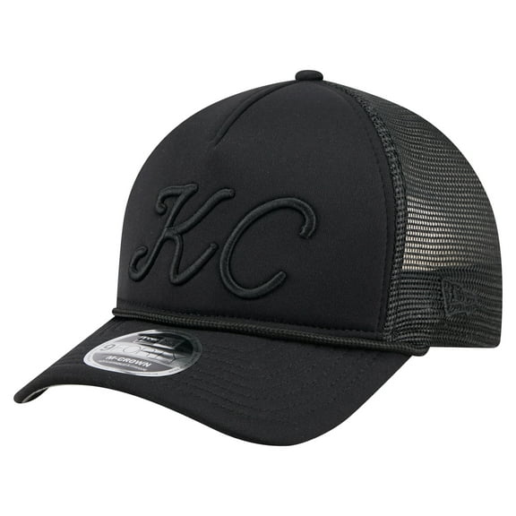 Men's New Era Black Kansas City Royals City Initial 9FORTY A-Frame M-Crown Adjustable Trucker Hat