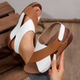 thumbnail image 2 of WILLBEST Sandalias De Mujer Para Playa, Sandalias De Cuña Con Punta Abierta De Cuero A La Moda De Verano Para Mujer, Cómodas, Transpirables Y Sin Cordones, 2 of 9