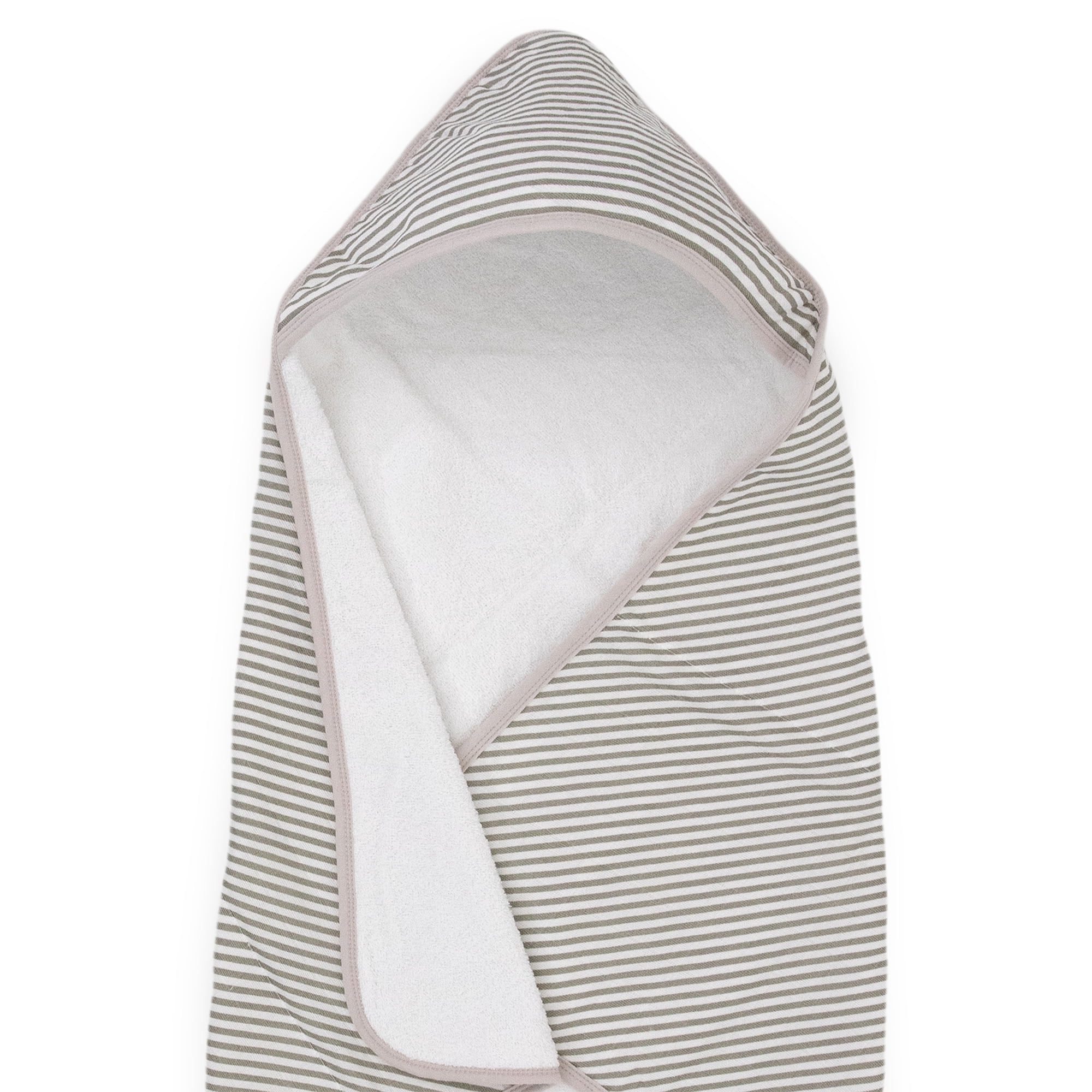 Little Unicorn Hooded Baby Towel - Baby Bath Essentials - Grey Stripe