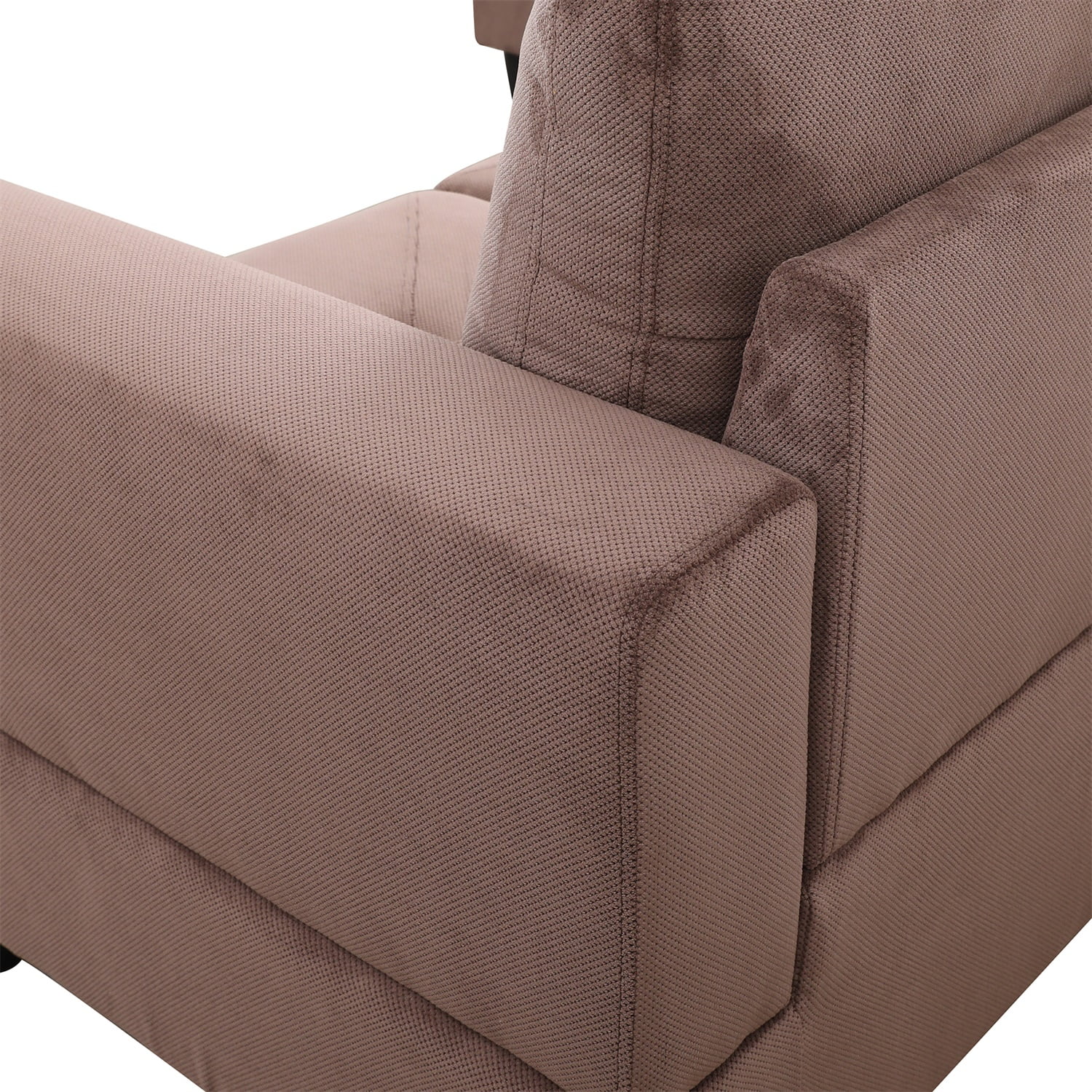 Hommoo Corduroy Living Room Furniture Sets, 4-Seat L-Shape Sectional Couch Sofa, Brown(No Ottoman)