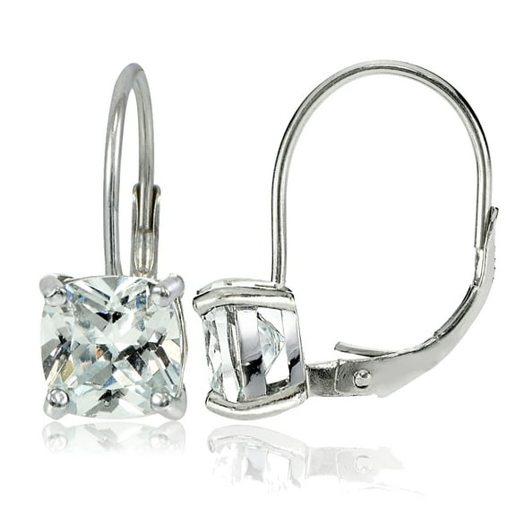 Sterling Silver 7x7mm Cushion-Cut Cubic Zicronia Leverback Earrings