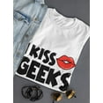 thumbnail image 3 of Kiss a Geek Lips Graphic Quote Women White T-Shirt, Female XX-Large, 3 of 4