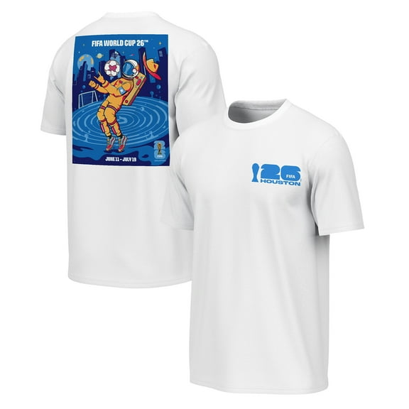 Men's Outerstuff White 2026 FIFA World Cup Houston Host City Poster Graphic T-Shirt