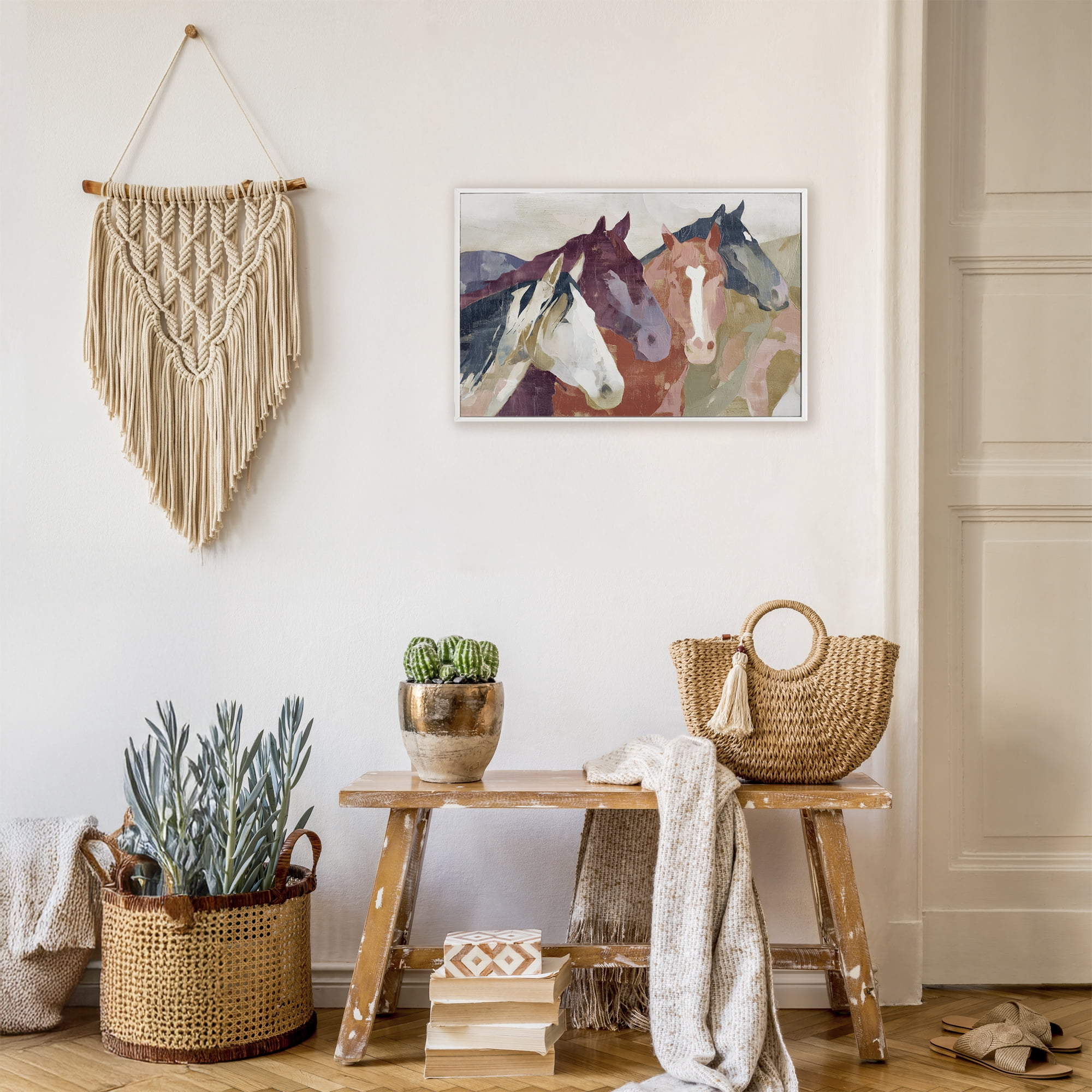 Stupell Industries Calm Horses Abstraction White Framed Giclee Art, design by Chromatic Storm Studio