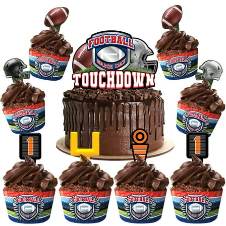 Football Cake Topper & Football Cupcake Toppers Kit