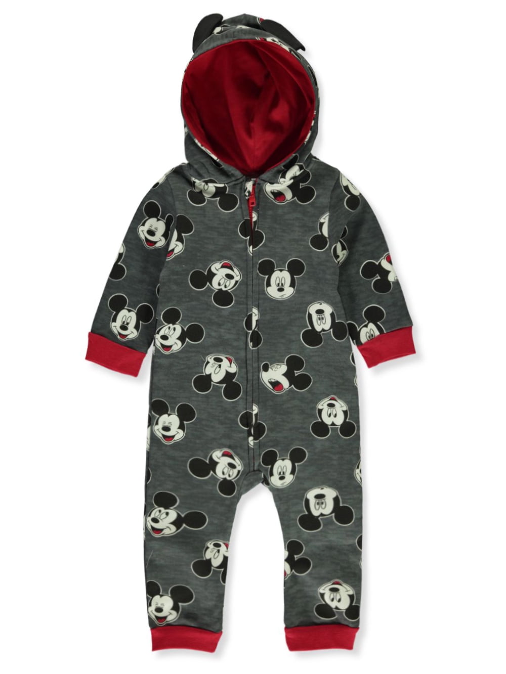 Disney Mickey Mouse Baby Boys' Plush Pram Suit - Charcoal Gray Multi, 18 Months