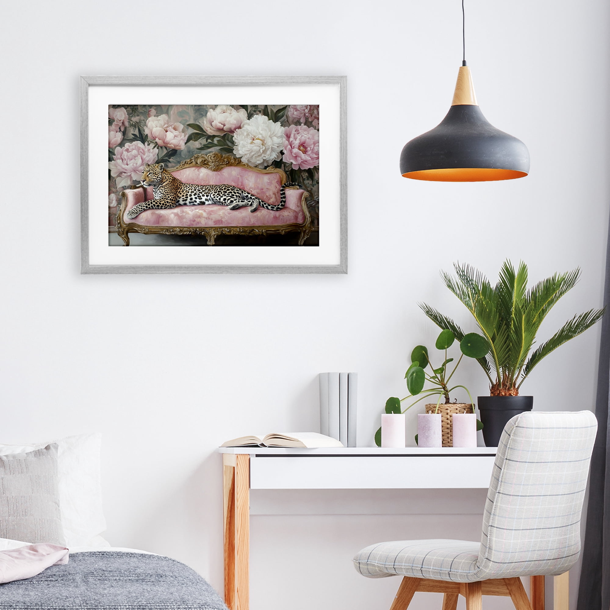 Stupell Industries Where The Leopard Dreams Gray Framed Print Under Glass, design by Tina LeCour