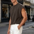 thumbnail image 4 of Men's Solid Color Sleeveless Tank Top, Crewneck Loose Fit Undershirt, Breathable Cotton Vest for Casual Summer Wear, 4 of 9
