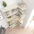 thumbnail image 3 of Leumius 5 Tier Freestanding Bookshelf,Wooden L-Shaped Corner Bookcase with Anti-drop Panel and Anti Tipping Device, Display shelf Open Storage,White, 3 of 16