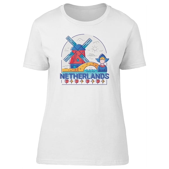 Netherlands Landmark Travel Love Tee Women's -Image by Shutterstock
