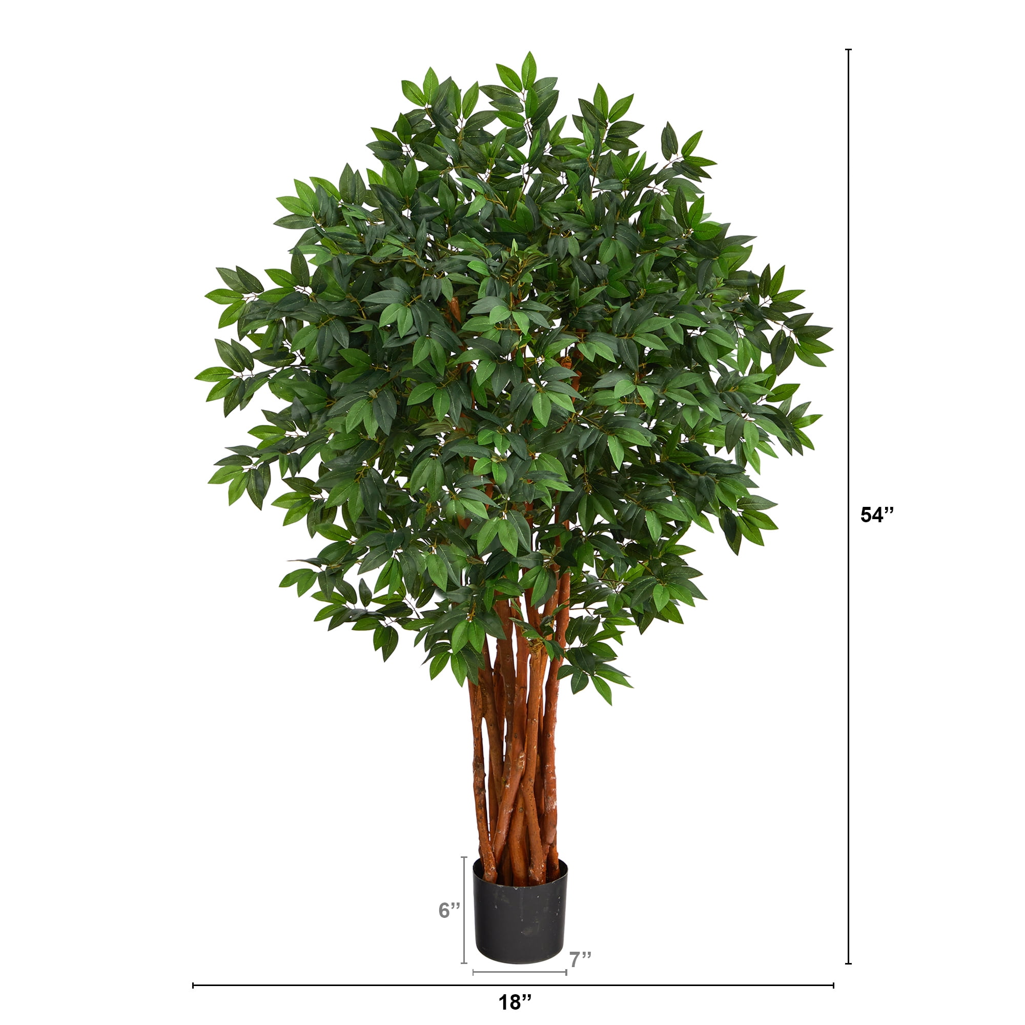 Nearly Natural 4.5' Plastic/Polyester Lychee Artificial Tree with Natural Trunk