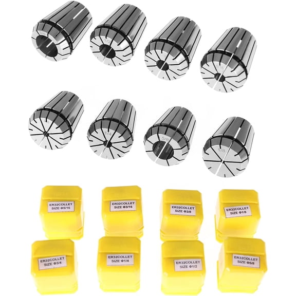 ALL-CARB ER32 Spring Collet Set, 8 Pcs Collet Chuck Set, from 1/8 Inch to 3/4 InchSuper Precision Milling tool for CNC Engraving Machine and Milling Lathe Tool