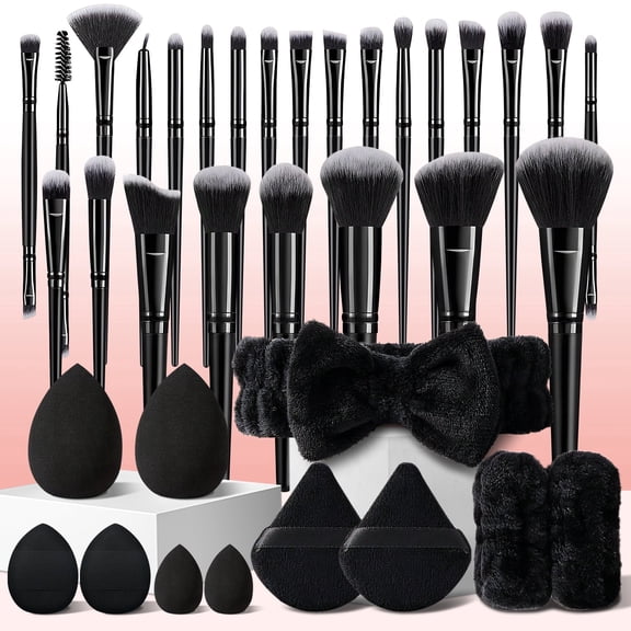 HGHDBT 36Pcs Black Makeup Brush Set Professional Makeup Kit Powder Concealers Eye shadows Blush Foundation Makeup Brushes