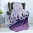 thumbnail image 4 of Ferris Wheel Soft Flannel Fleece Throw Blanket, Cartoon Amusement Park View with Gondola and Fair Grounds, Cozy Plush for Indoor and Outdoor Use, 60" x 80", Dark Purple Pale Mauve, by Ambesonne, 4 of 5