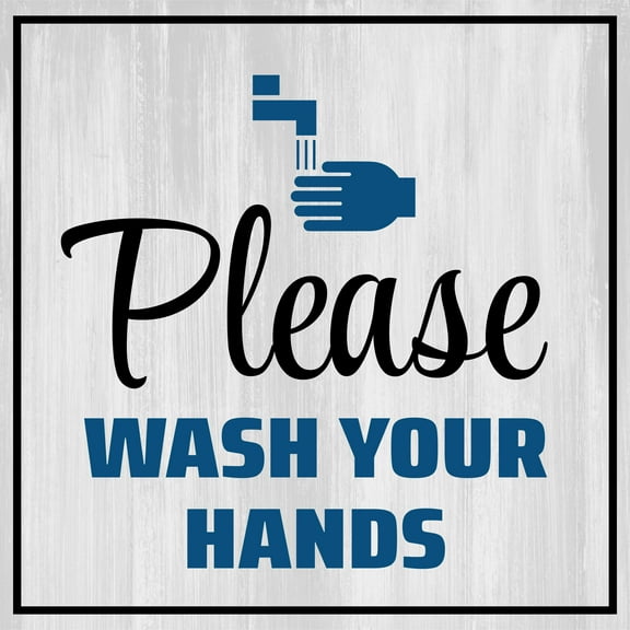 Square Plus Please Wash Your Hands Wall or Door Sign | Office & Workspace Bathroom Signage - Large