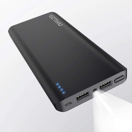 Portable Charger 13000mAh Power Bank 2 USB Ports 4.8A Output High-Speed Charging External Battery Backup with Flashlight for iPhone 7 6s 6 Plus 5s iPad Tablet Samsung Mobile Phone (Best Battery Backup Tablet In India)