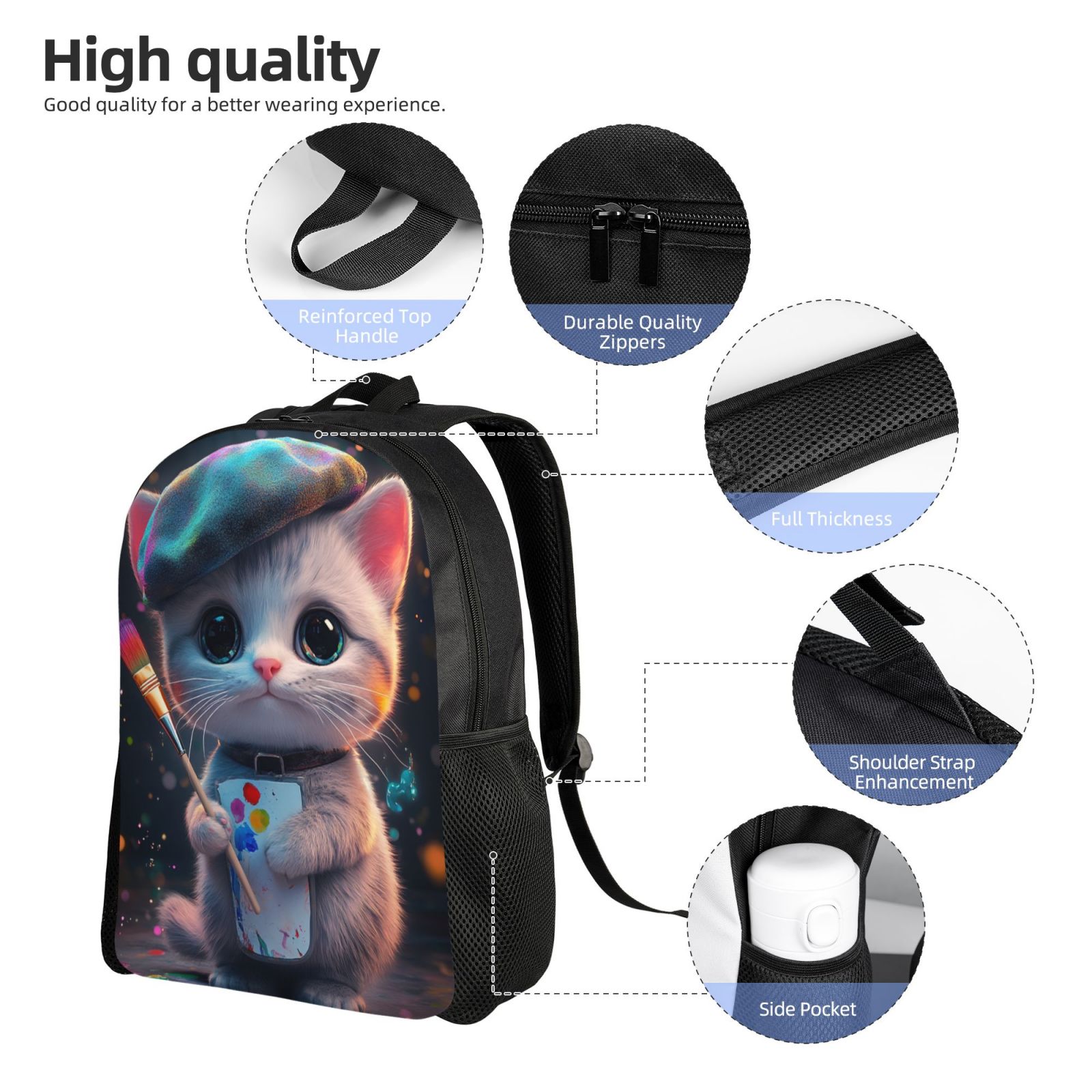 Cat Backpack Double Shoulder Backpack Durable, Spacious, Ergonomic Design for Travel, Work & Outdoor Use