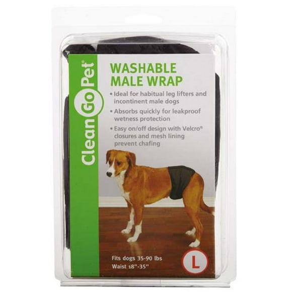Clean Go Pet  Washable Male Wrap L Blk
