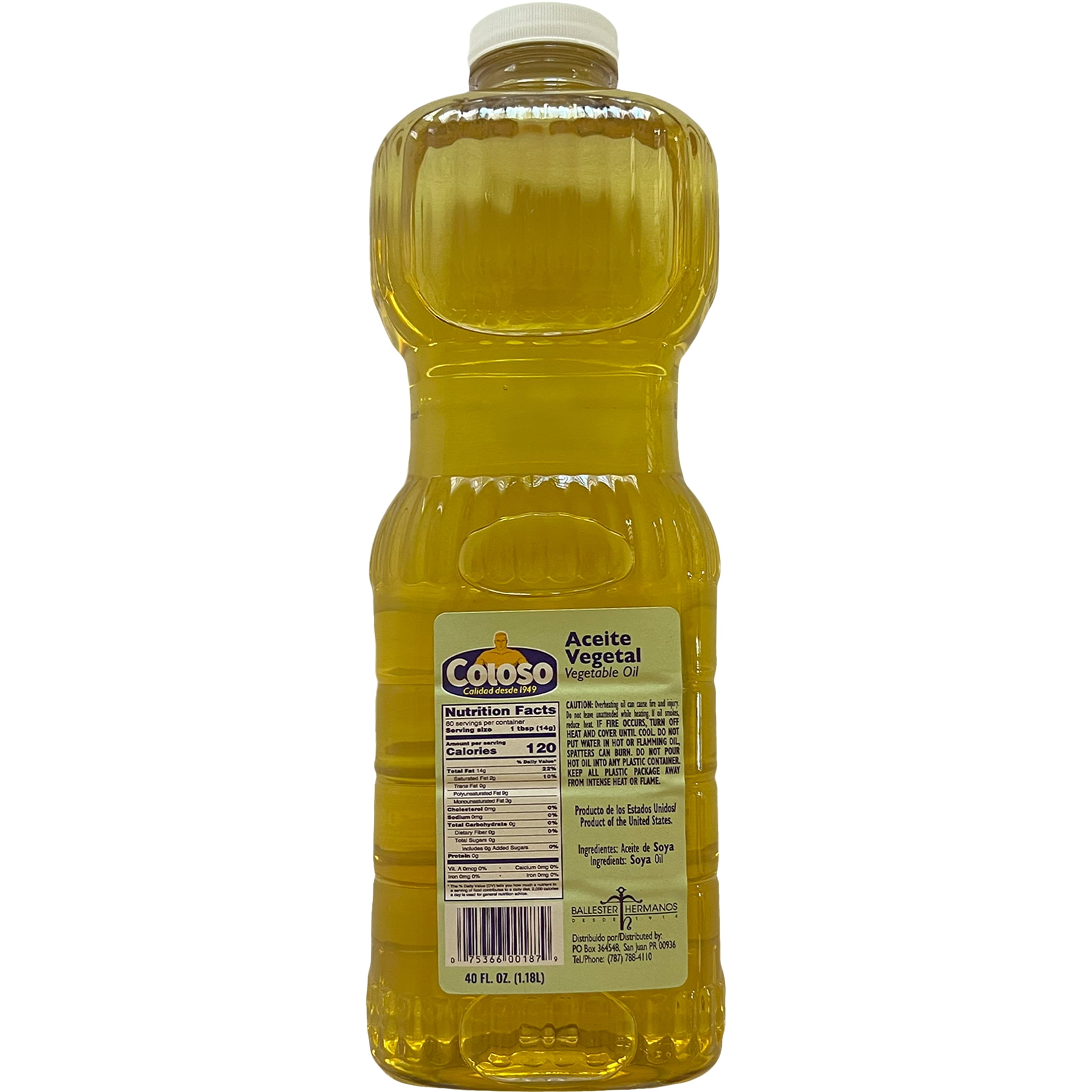 Coloso Vegetable Oil for Cooking and Frying 40oz Plastic Bottle Single Pull Top