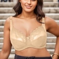 thumbnail image 3 of Gibobby Sujetadores para mujer Lencería sexy para mujer Sujetador de encaje para mujer con anillo de para cerrar el par de sujetador de leche(Beige,100), 3 of 5