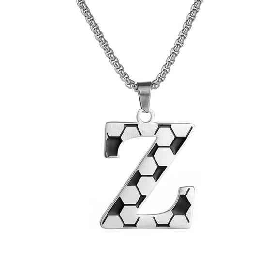 PAMTIER Men's Stainless Steel Jewelry Sports Style Soccer 26 Initials Amulet Design Commemorative Gift Personality Trend Necklaces Z