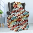 thumbnail image 4 of Chevron Soft Flannel Fleece Throw Blanket, Repetitive Ornate Chevron Patterns Filled with Baroque Floral Texture Motifs, Cozy Plush for Indoor and Outdoor Use, 60" x 80", Multicolor, by Ambesonne, 4 of 5